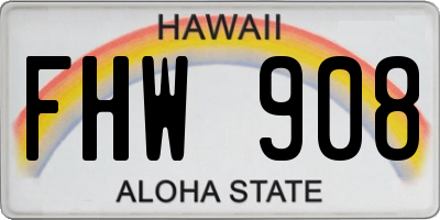 HI license plate FHW908