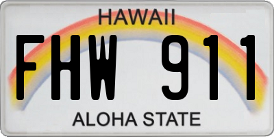 HI license plate FHW911