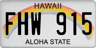 HI license plate FHW915