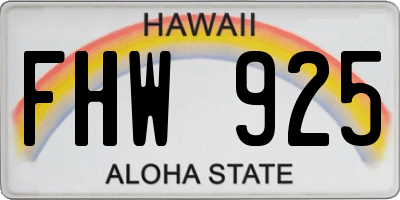 HI license plate FHW925