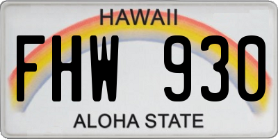 HI license plate FHW930