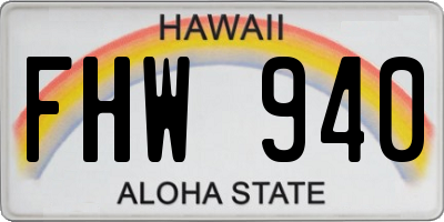 HI license plate FHW940
