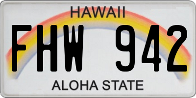 HI license plate FHW942