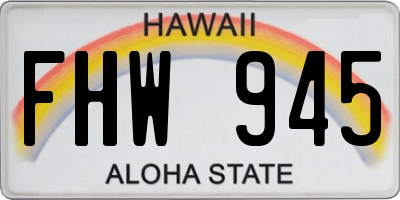 HI license plate FHW945