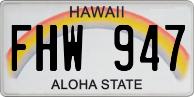 HI license plate FHW947