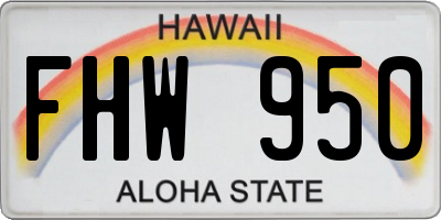HI license plate FHW950