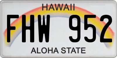 HI license plate FHW952