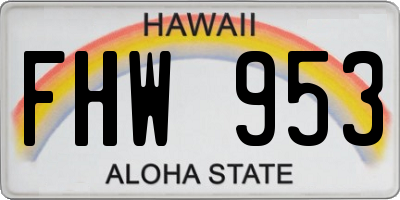 HI license plate FHW953
