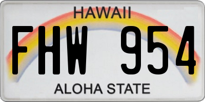 HI license plate FHW954