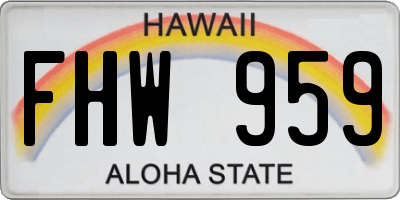 HI license plate FHW959
