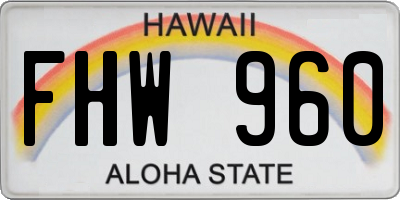 HI license plate FHW960