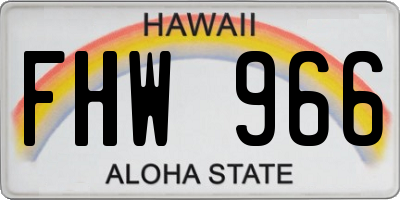 HI license plate FHW966