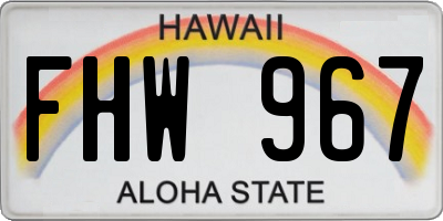 HI license plate FHW967