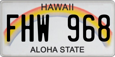 HI license plate FHW968