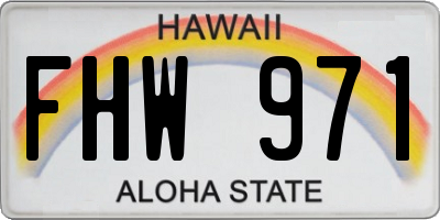 HI license plate FHW971