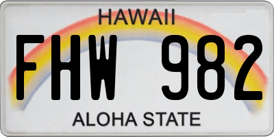 HI license plate FHW982