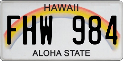 HI license plate FHW984