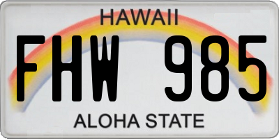HI license plate FHW985