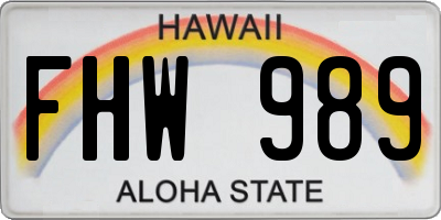 HI license plate FHW989