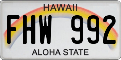 HI license plate FHW992