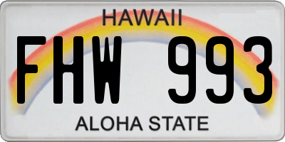 HI license plate FHW993