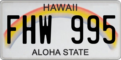 HI license plate FHW995