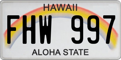 HI license plate FHW997