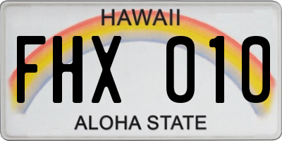HI license plate FHX010