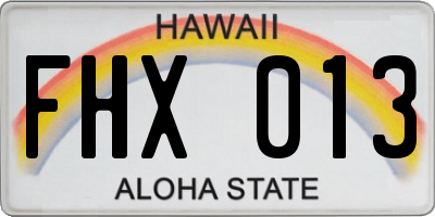 HI license plate FHX013