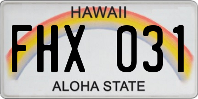 HI license plate FHX031