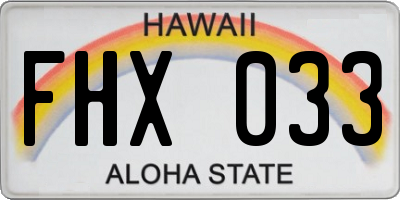 HI license plate FHX033