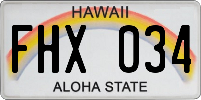 HI license plate FHX034