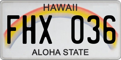 HI license plate FHX036