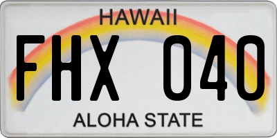 HI license plate FHX040