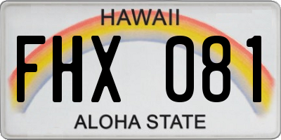 HI license plate FHX081