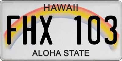 HI license plate FHX103