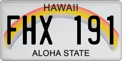 HI license plate FHX191