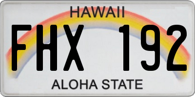 HI license plate FHX192