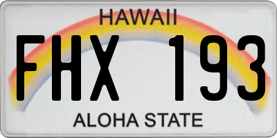 HI license plate FHX193