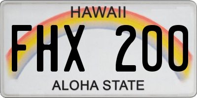 HI license plate FHX200