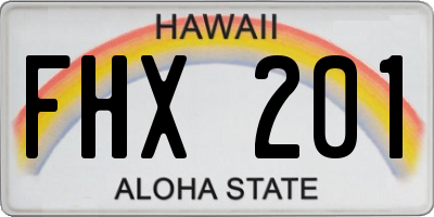 HI license plate FHX201