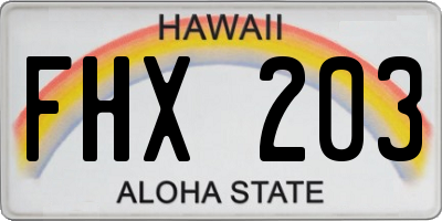 HI license plate FHX203