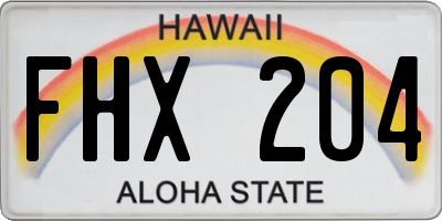 HI license plate FHX204