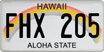 HI license plate FHX205