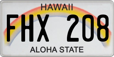 HI license plate FHX208