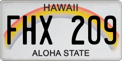 HI license plate FHX209