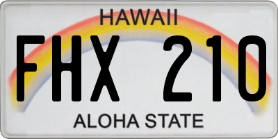 HI license plate FHX210