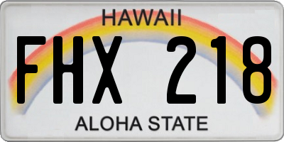 HI license plate FHX218
