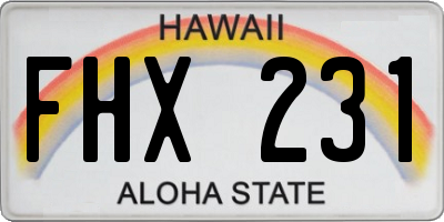 HI license plate FHX231