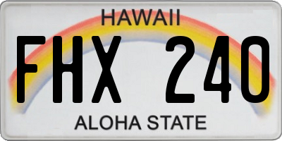 HI license plate FHX240